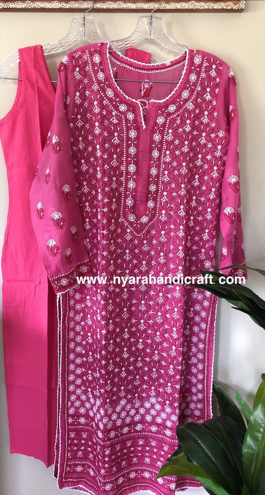 Lucknow Chikankari soft cotton kurta with liner/ Hand Embroidered/ Size ...