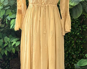 Lucknow Chikankari Beige Georgette Anarkali /Free Shipping in US