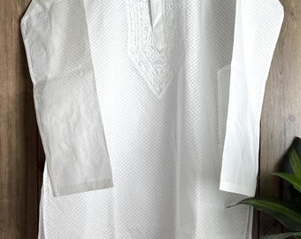 White Chikankari Kurta for Men  / Free Shipping in US