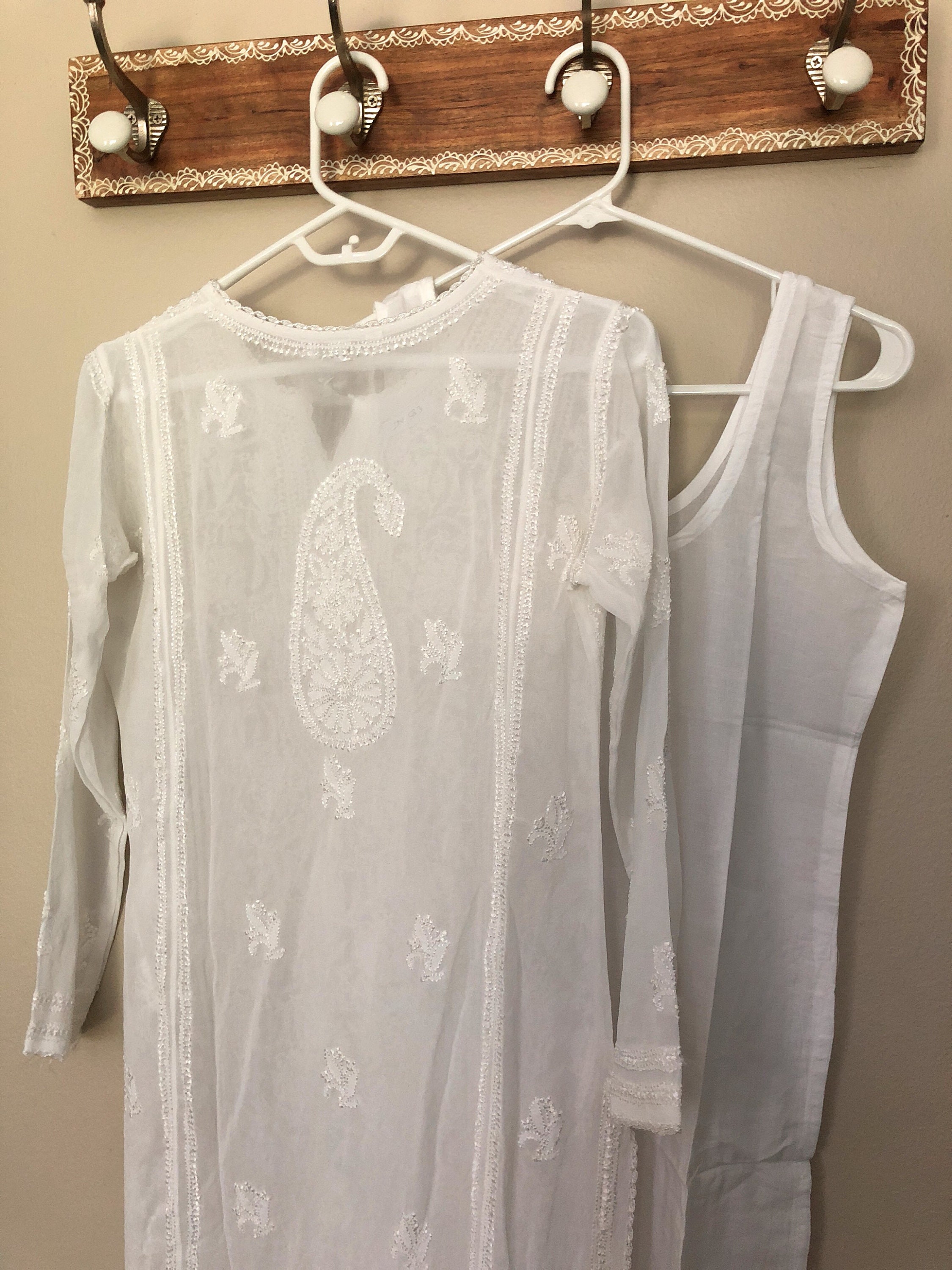Chikankari White Kurta on fine georgette/ liner included /Free Shipping