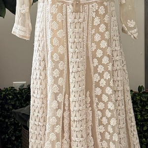 Chikankari Beige Georgette Anarkali /Liner Included / Ships from Ohio