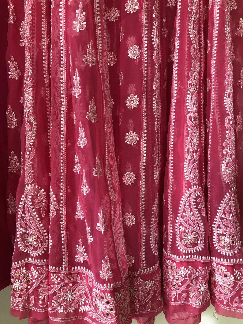 Lucknow Chikankari Pink Anarkali/ Length 50 inches/ FREE | Etsy
