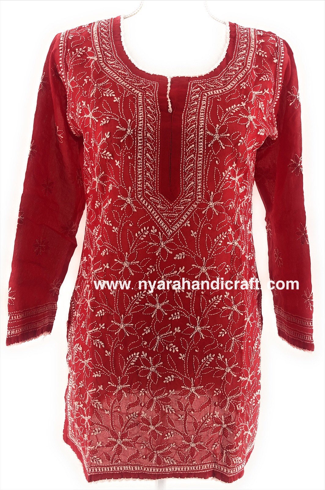 Buy BDS Chikan Georgette Base Lucknowi Chikankari Gajgi Colour Kurti For  Woman with Baby Pink and Gajri Thread Lucknow Chikan Work - BDS00191 Online  at 11% off. |Paytm Mall