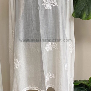 Chikankari Dupatta on Chiffon with Crochet Lace / Embroidery designs vary/ Off White