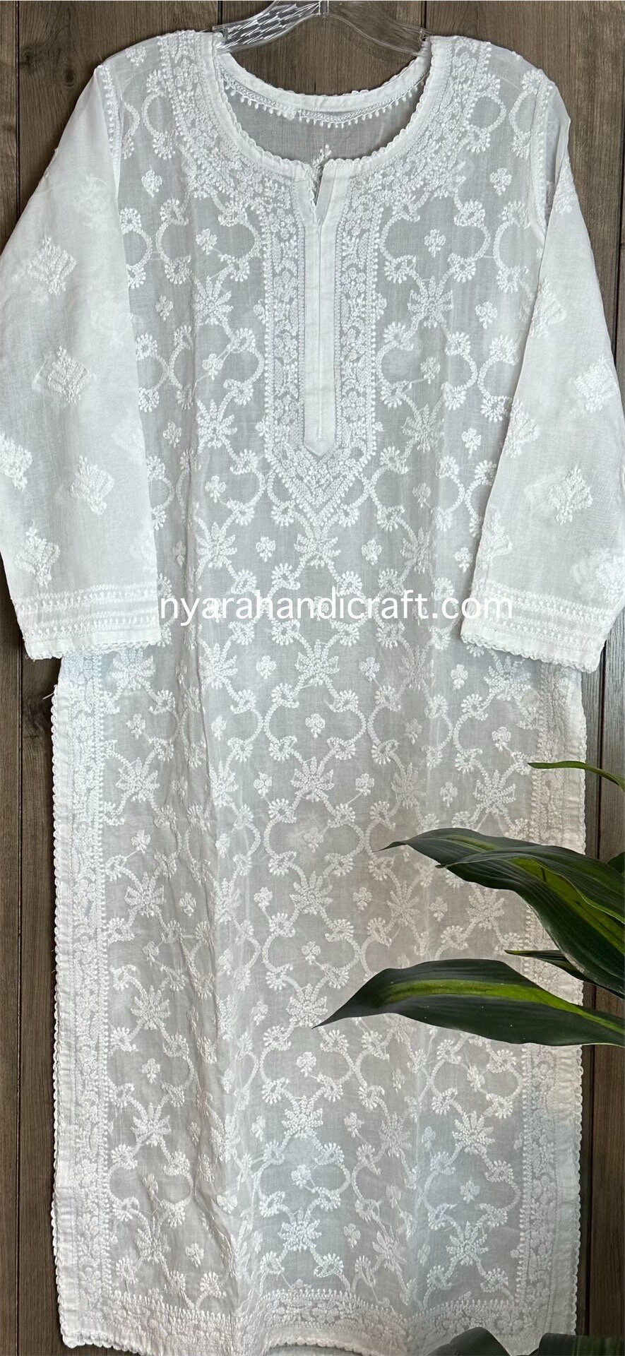 Lucknow Chikankari White Soft Cotton Kurta / FREE SHIPPING