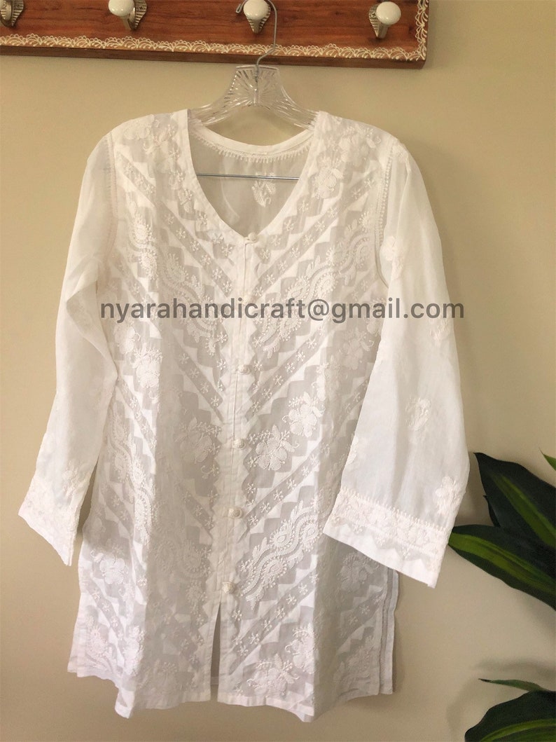 Buy White Chikankari Embroidered Cotton Dupatta Online at Jaypore.com