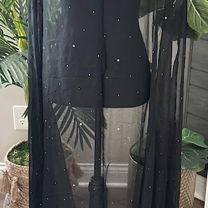 Chiffon Dupatta with Gold Mukaish and Crochet Lace