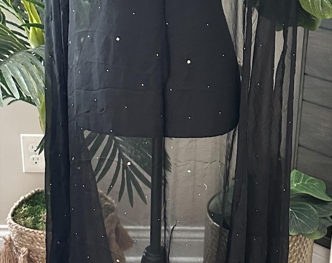 Chiffon Dupatta with Gold Mukaish and Crochet Lace