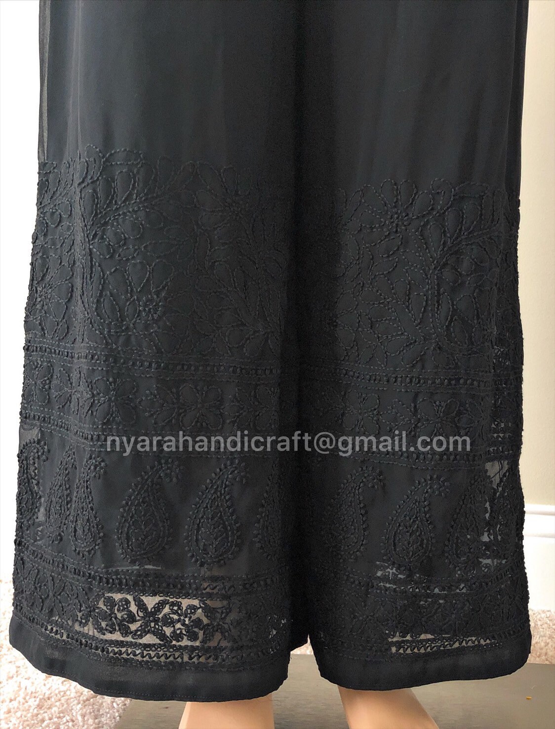 Chikankari parallel palazzo pants on fine georgette / One size fits most/ Free Shipping