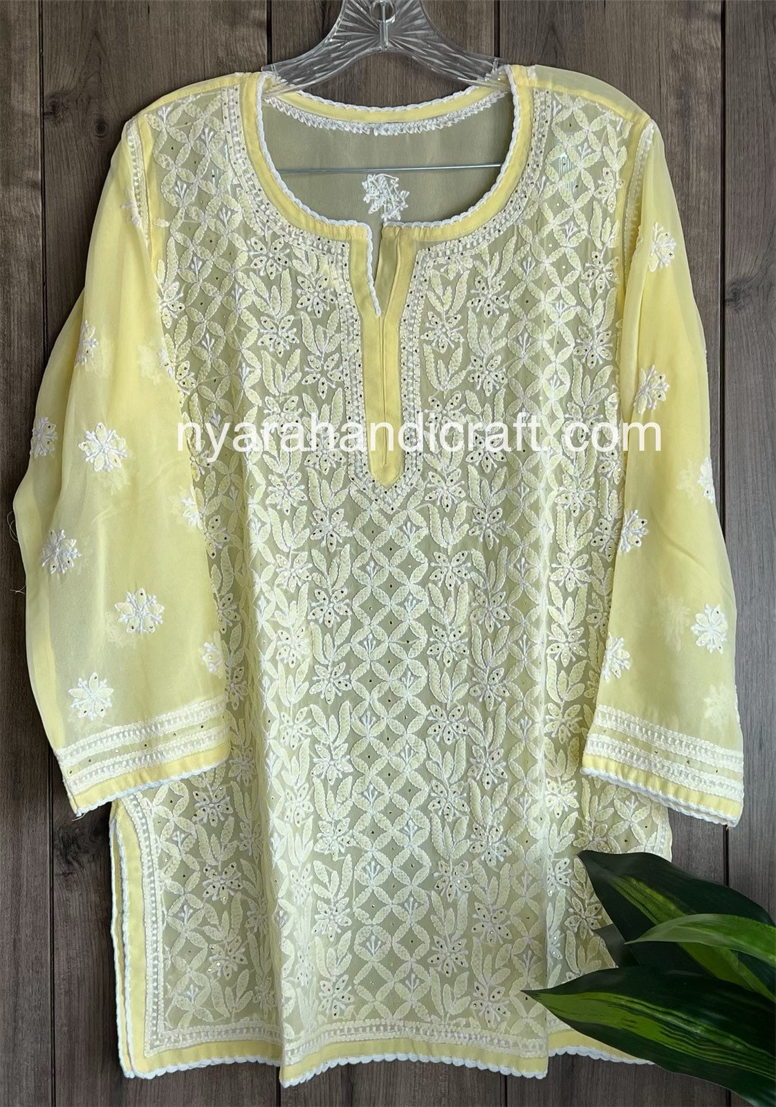 Sky Blue Geet Modal Chikankari Short Top - TheChikanLabel | Lucknow Chikankari  Kurtis & Suits