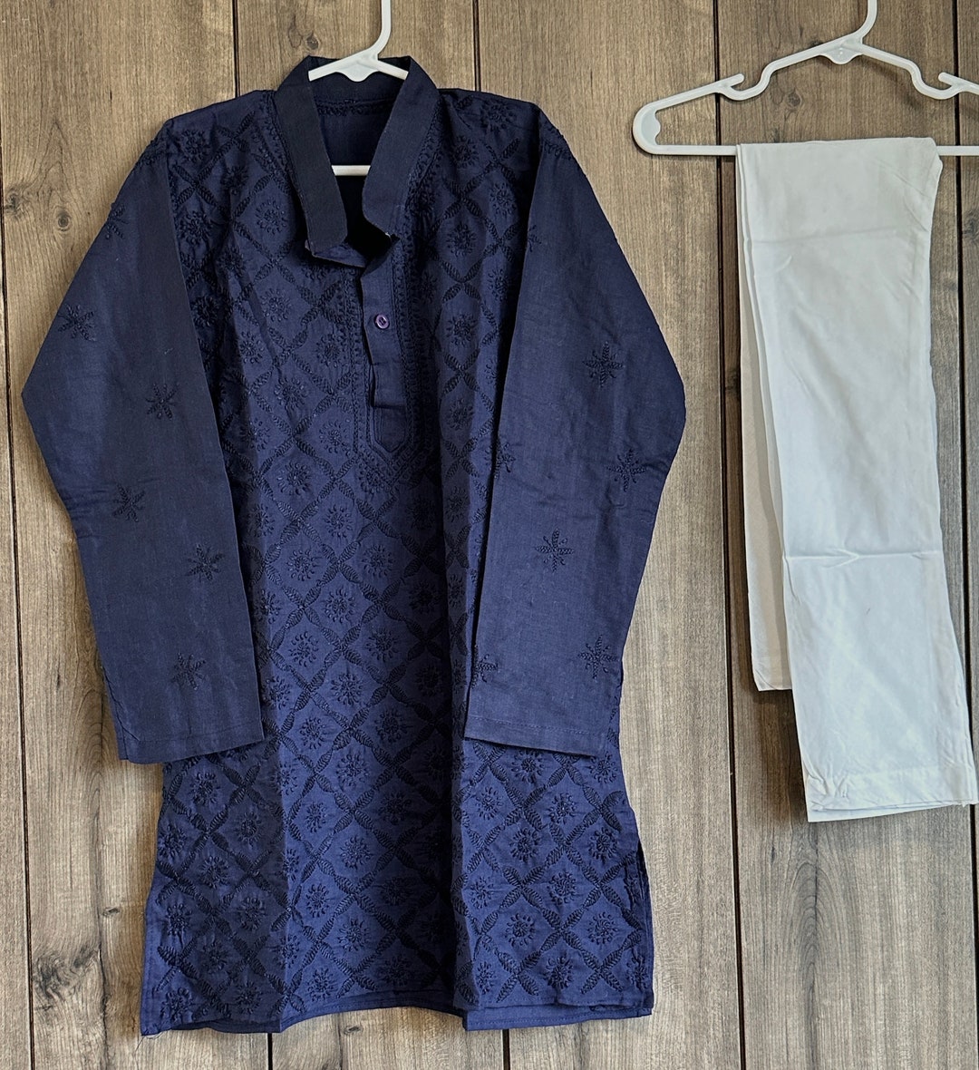 Navy Blue Kurta Pajama Cotton Printed main image 0