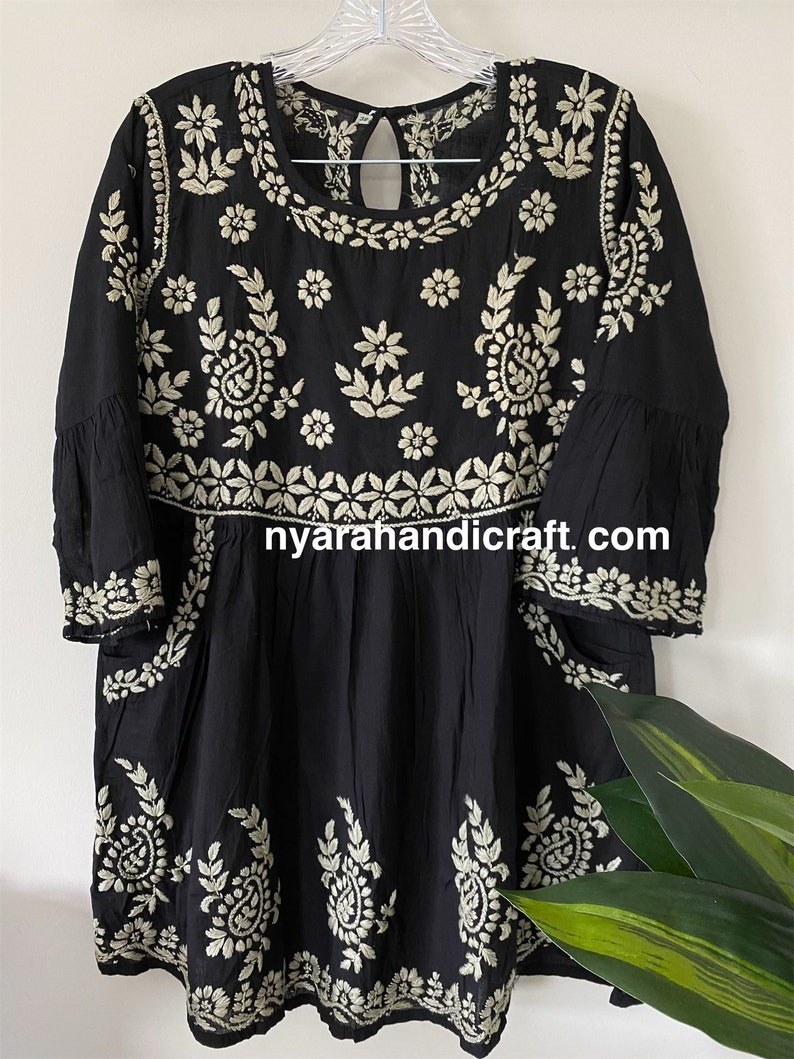 black chikankari blouse