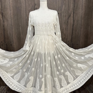 white christmas dresses Women Kathak Dance Dress Anarkali Style Costume (One Size) – The Dance Bible main image 1