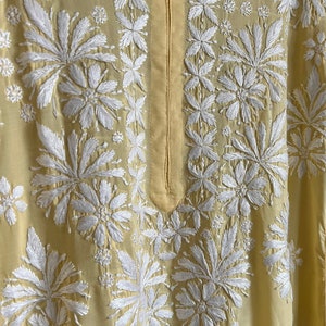 Pale Yellow Chikankari Kurta / Modal Cotton / Hand Embroidered /free ...