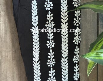 Black and White Chikankari Pants Hand Embroidered / Free Shipping in US