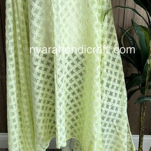 Chikankari Lime Green Dupatta on georgette / Full size Dupatta / Free Shipping