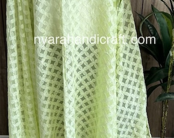 Chikankari Lime Green Dupatta on georgette / Full size Dupatta / Free Shipping