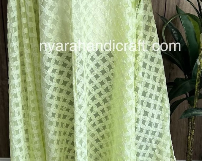 Chikankari Lime Green Dupatta on georgette / Full size Dupatta / Free Shipping