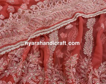 Elaya by House of Nyyra Unstitched 2 Piece Chikankari Pistachio Saree - Formals Collection
