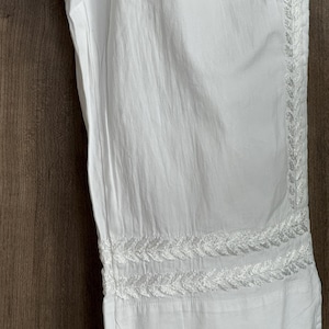 Cotton White Lucknow Chikankari Pants /Free Shipping in US