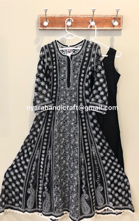 black chikankari anarkali