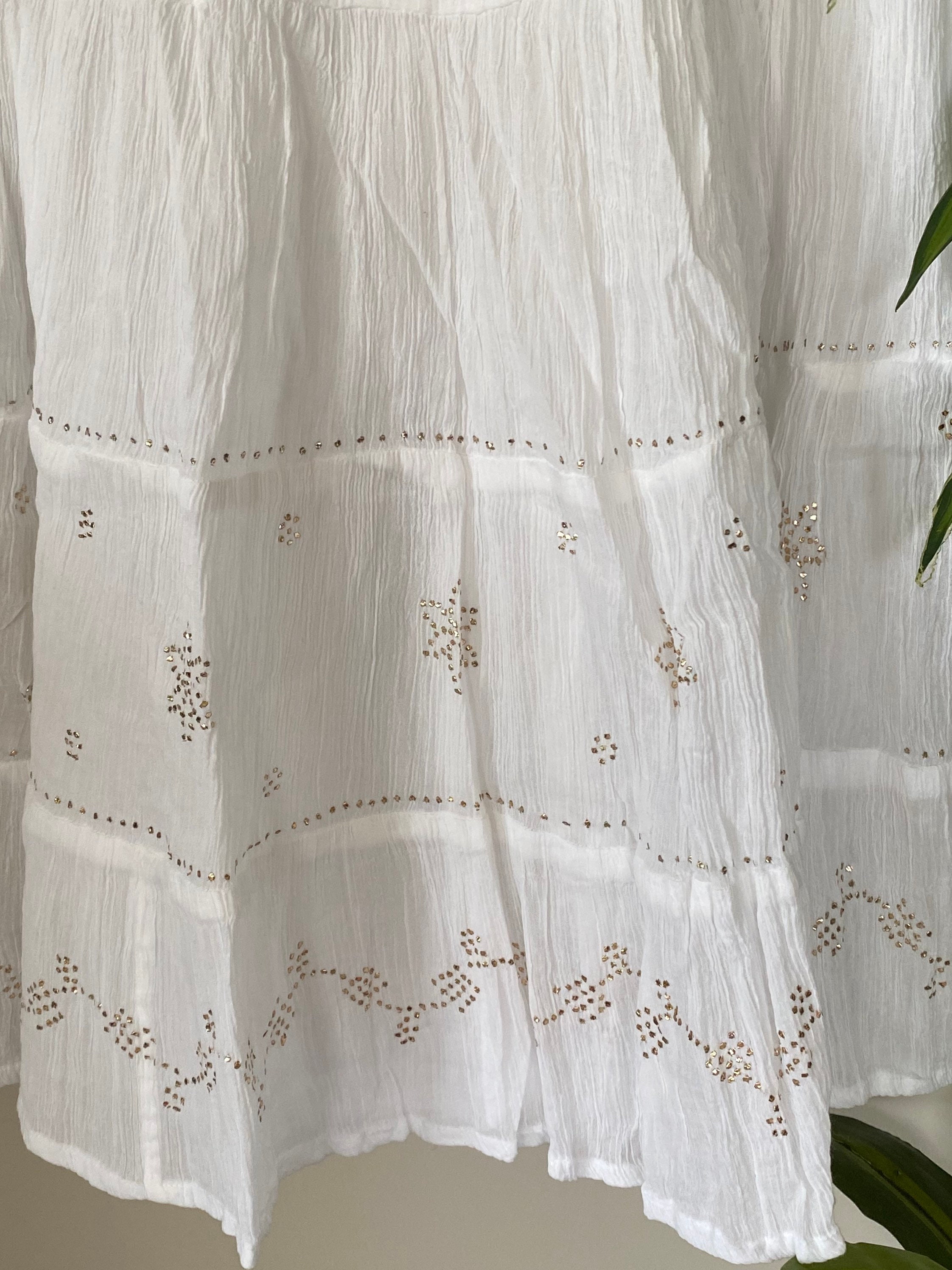 White Cotton Sharara with Mukaish handwork/Length 37 inches/Free ...