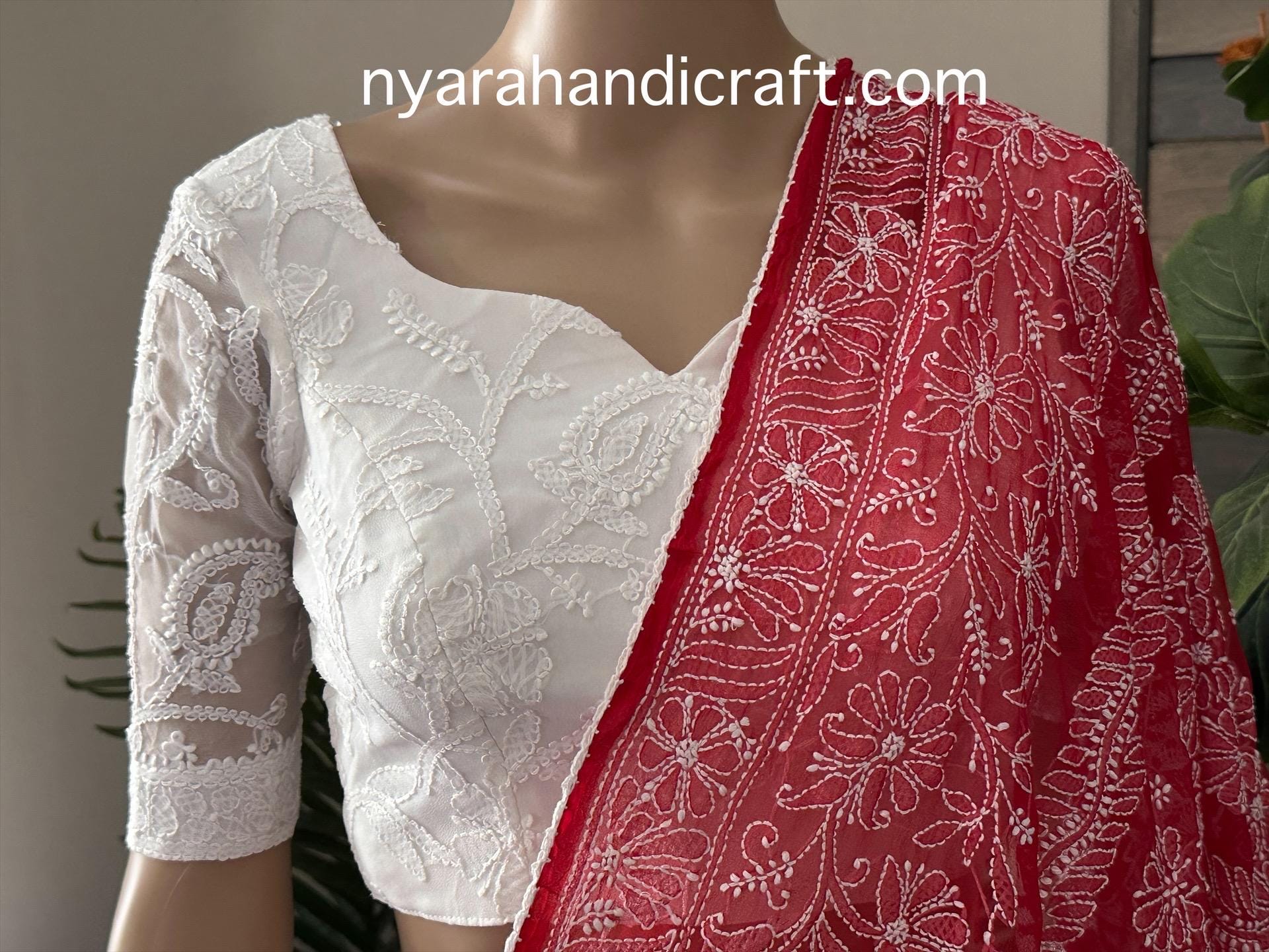新品未使用＊ヌキテパ＊Chikan Embroidery Blouse White Chikankari Saree Blouse / Free Shipping in US - Etsy
