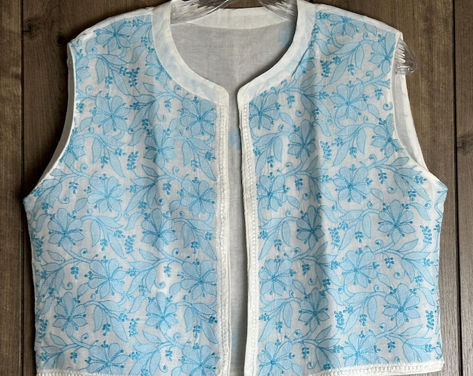 Chikankari Sleeveless Koti jacket / Free Shipping in US