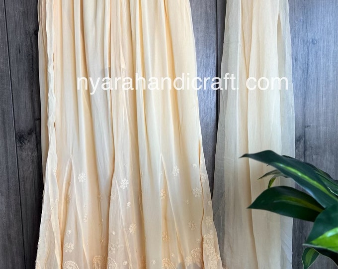 Chikankari palazzo on fine georgette and chiffon dupatta/Free Shipping in US