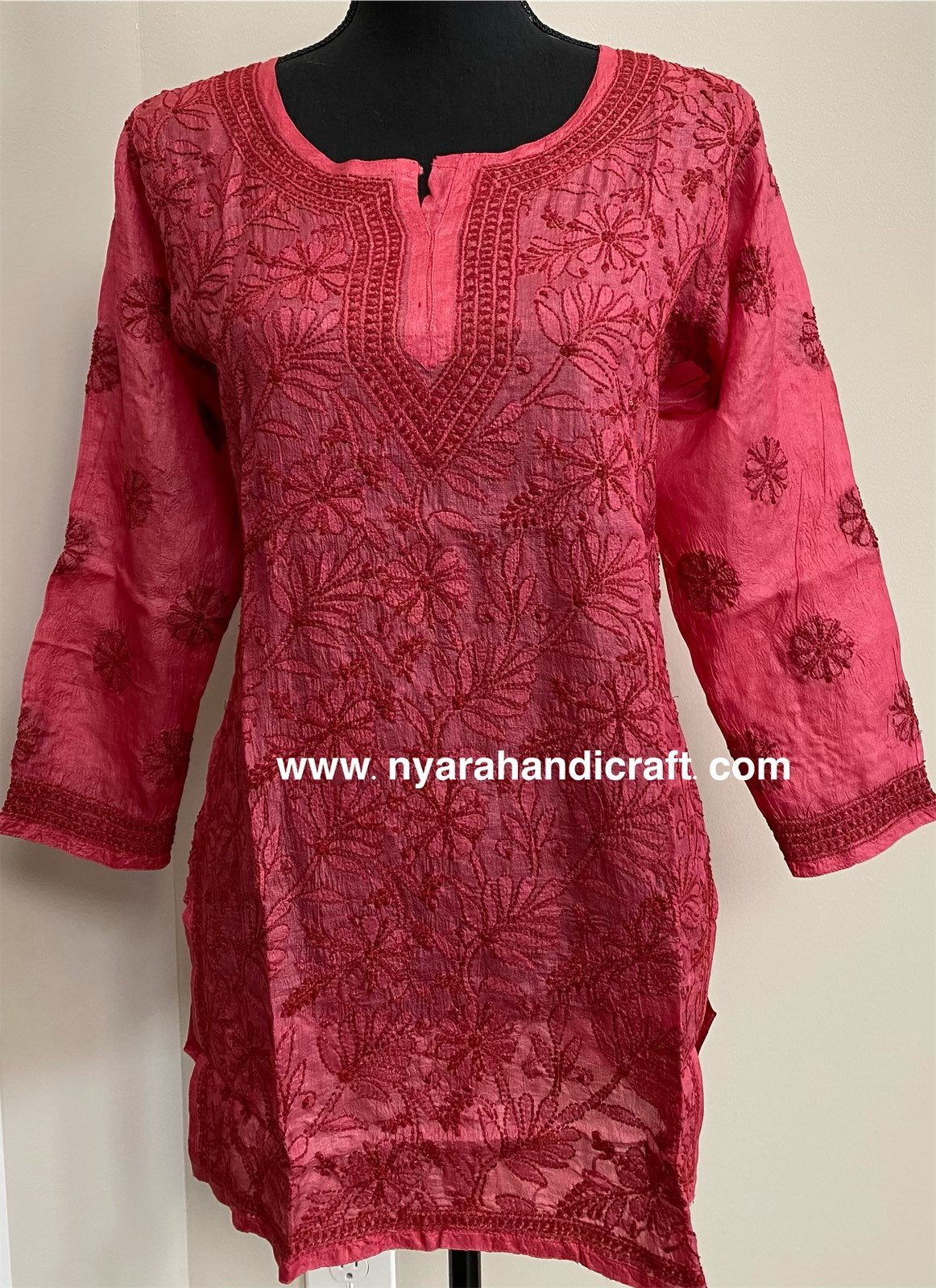 Buy NIYRA Women's Cotton Handicraft Lucknow Chikankari Shirt Style Short  Kurti (Off-White, 40) at Amazon.in