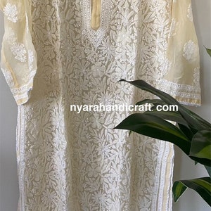 Lucknow Chikankari Georgette Kurta with liner / Free shipping in US