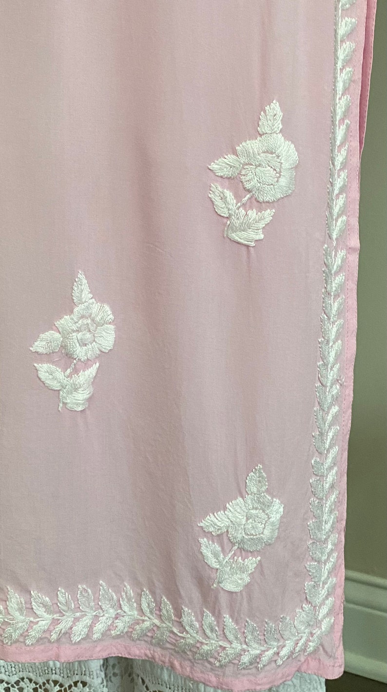 Pink Chikankari Kurta Soft Modal Cotton Hand embroideredFree Shipping in US