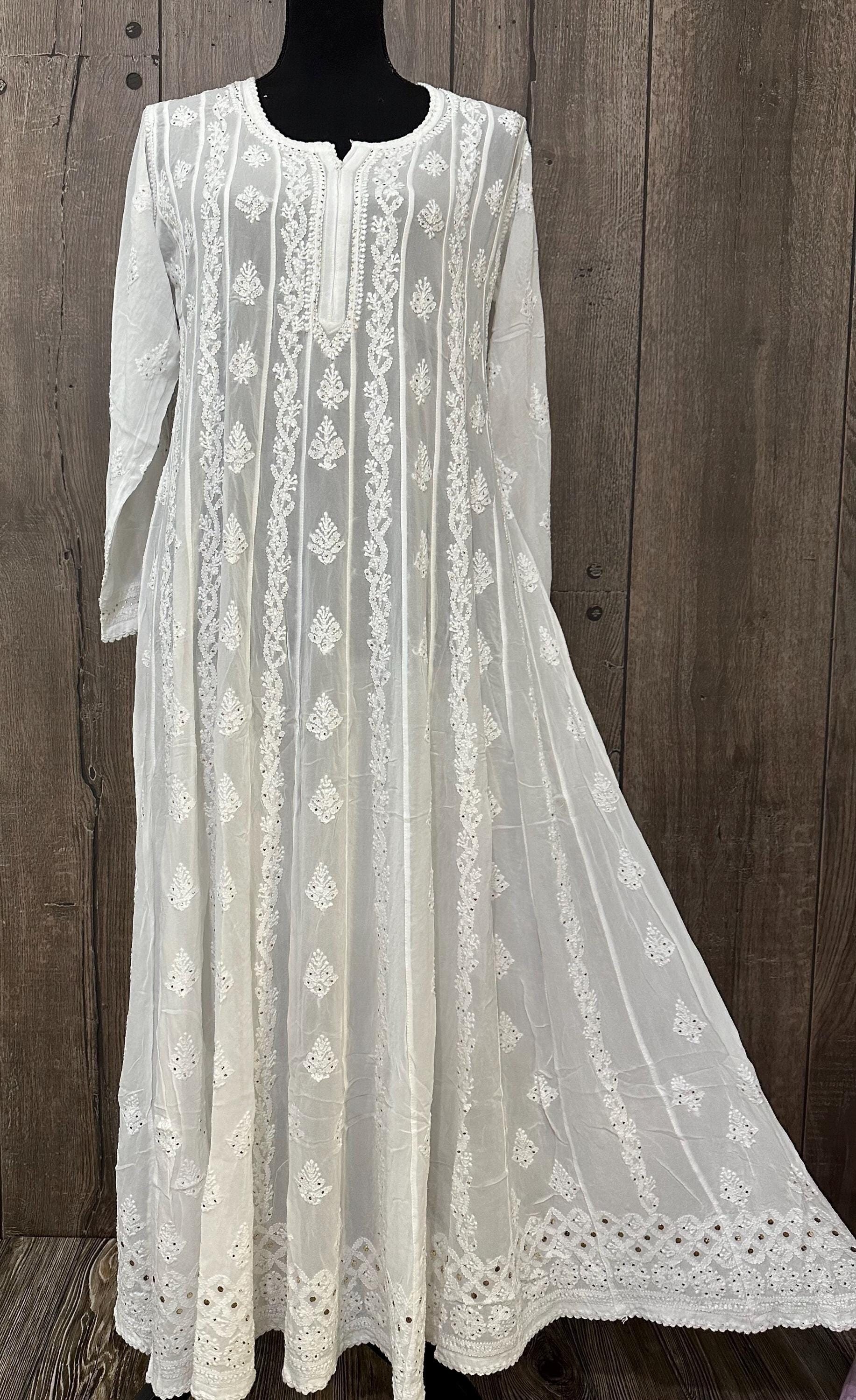 chinese dress ladies Buy Impressive White Net Anarkali Online. – Odette