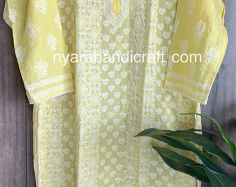 Lucknow Chikankari Kurta Tunic/Soft Cotton / Liner included/Free Shipping in US