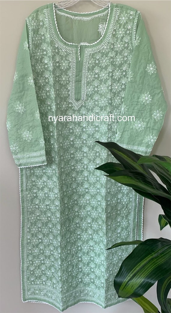 Hand Embroidered Chikankari Muslin Cotton Kurti at Rs.1150/Piece in lucknow  offer by Mangalam Chikan