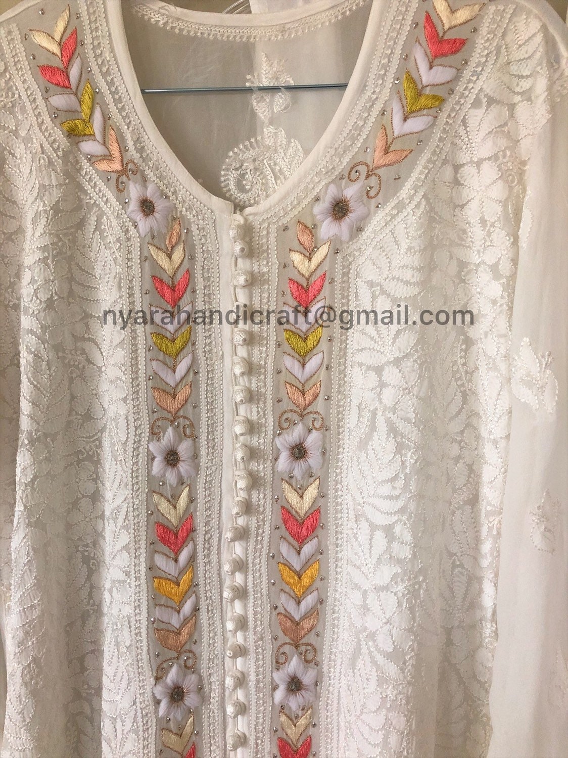 LAVENDER KURTA SHARARA Lucknow Chikankari Gota Patti Kurti Handmade Kaftan  Shirt | eBay