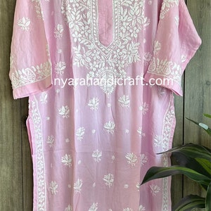 Non transparent soft cotton Chikankari Hand Embroidered Unstitched Kurta Fabric – 3 Meter