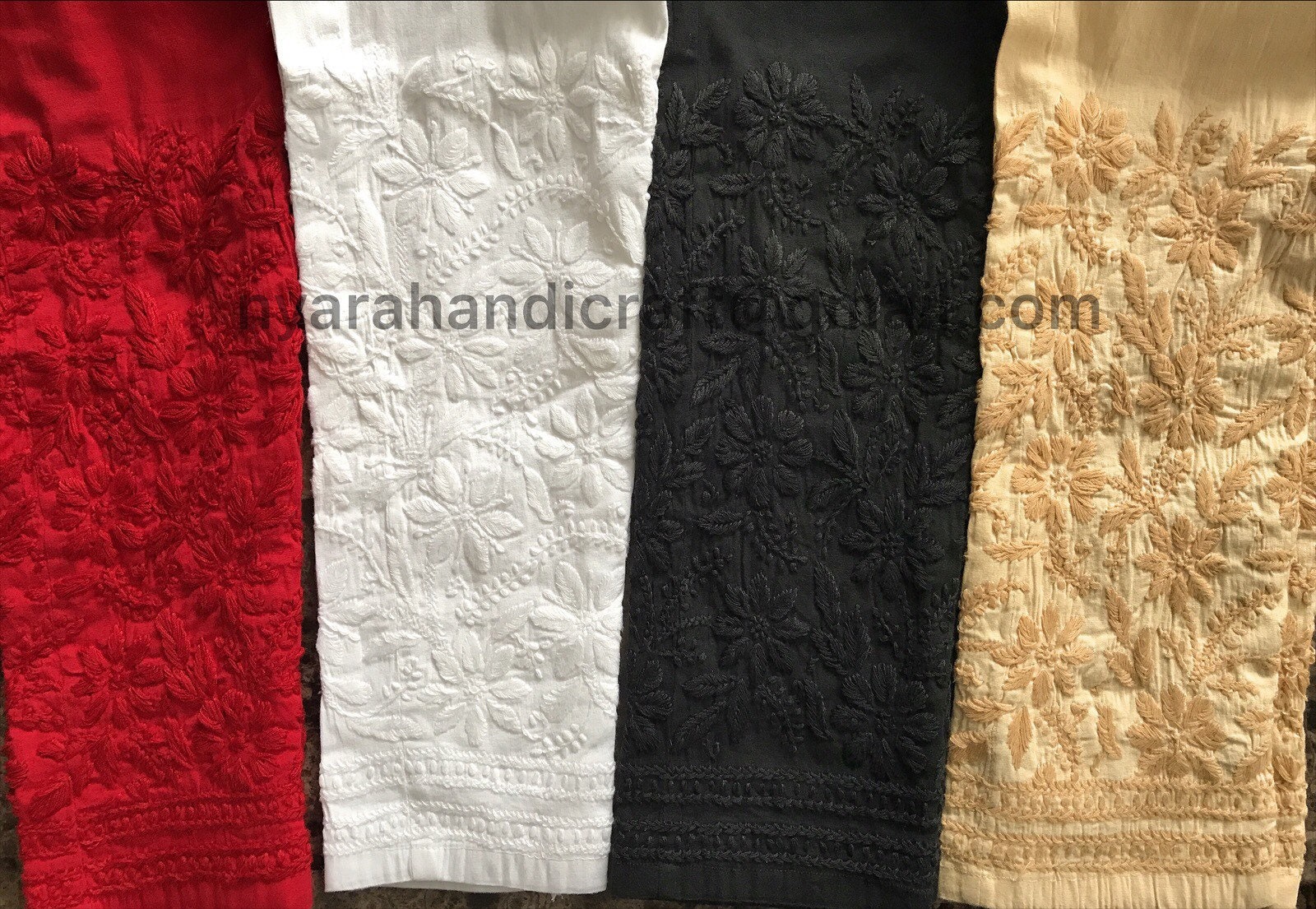 Hand Embroidered Chikankari Cotton Lycra Cigarette Pants – Indiankala4u