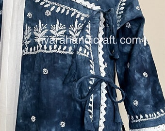 Girls Kurta with Tie Dye / Hand Embroidered /Pure Cotton/ Free Shipping in US