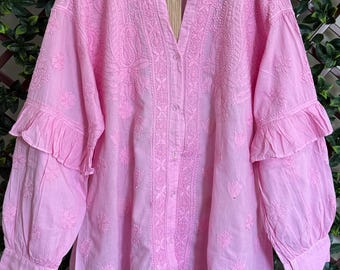 Chikankari Button-up Shirt for Women / Top / Blouse /Free Shipping in US