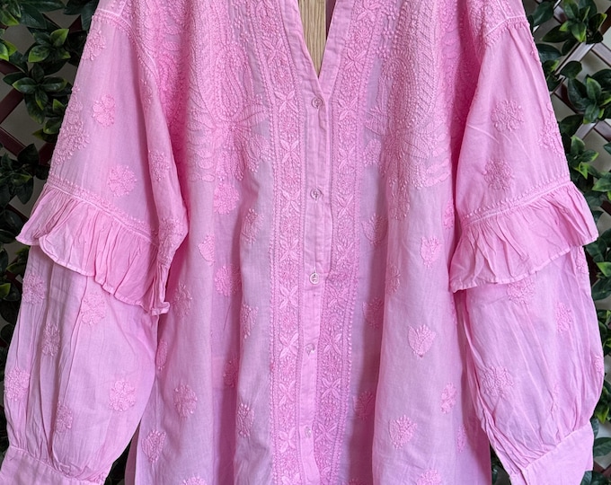 Chikankari Button-up Shirt for Women / Top / Blouse /Free Shipping in US