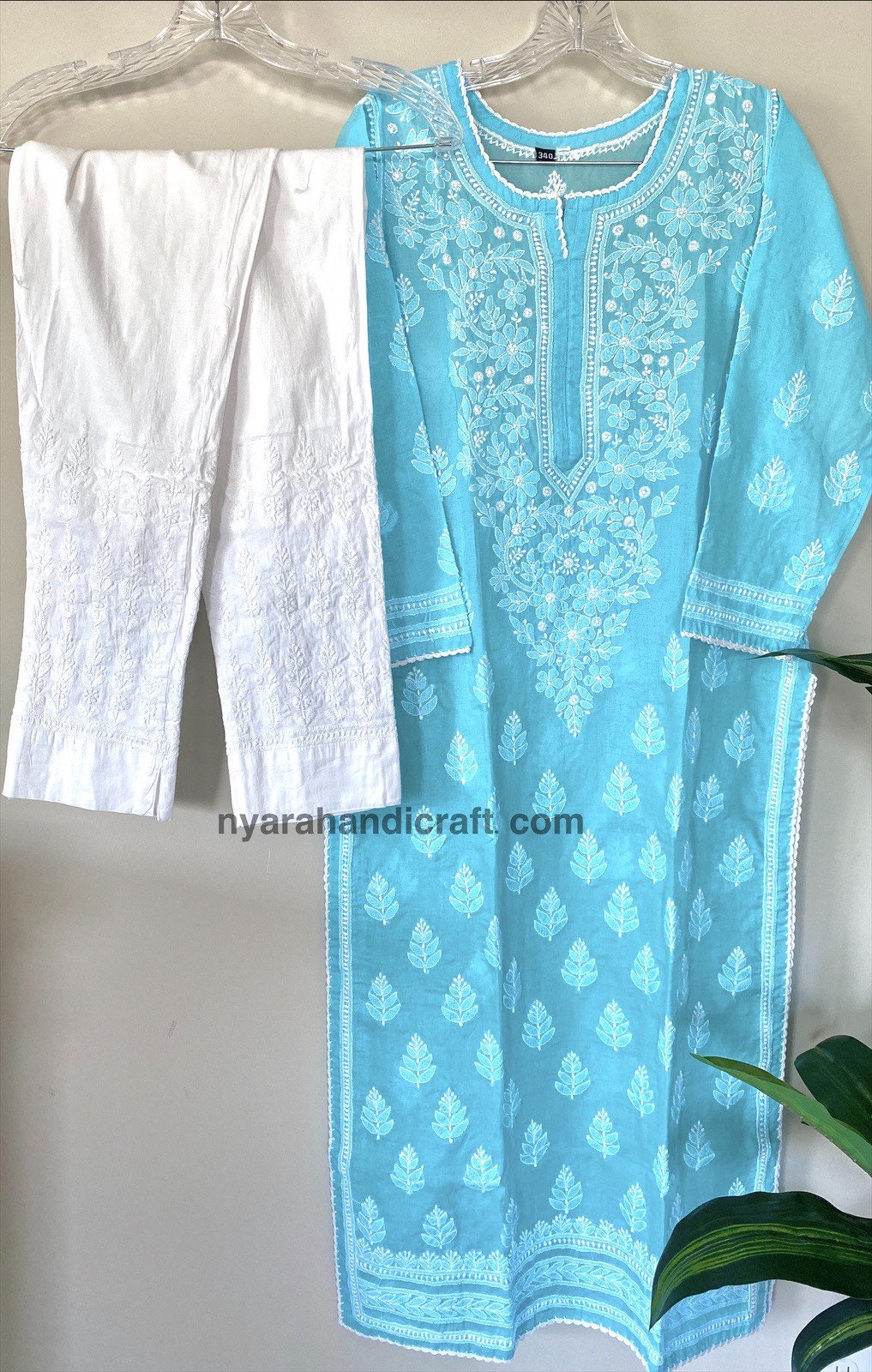 Lucknow Cloth Pattern Lucknow Chikankari soft cotton kurta and pants/ FREE SHIPPING in US