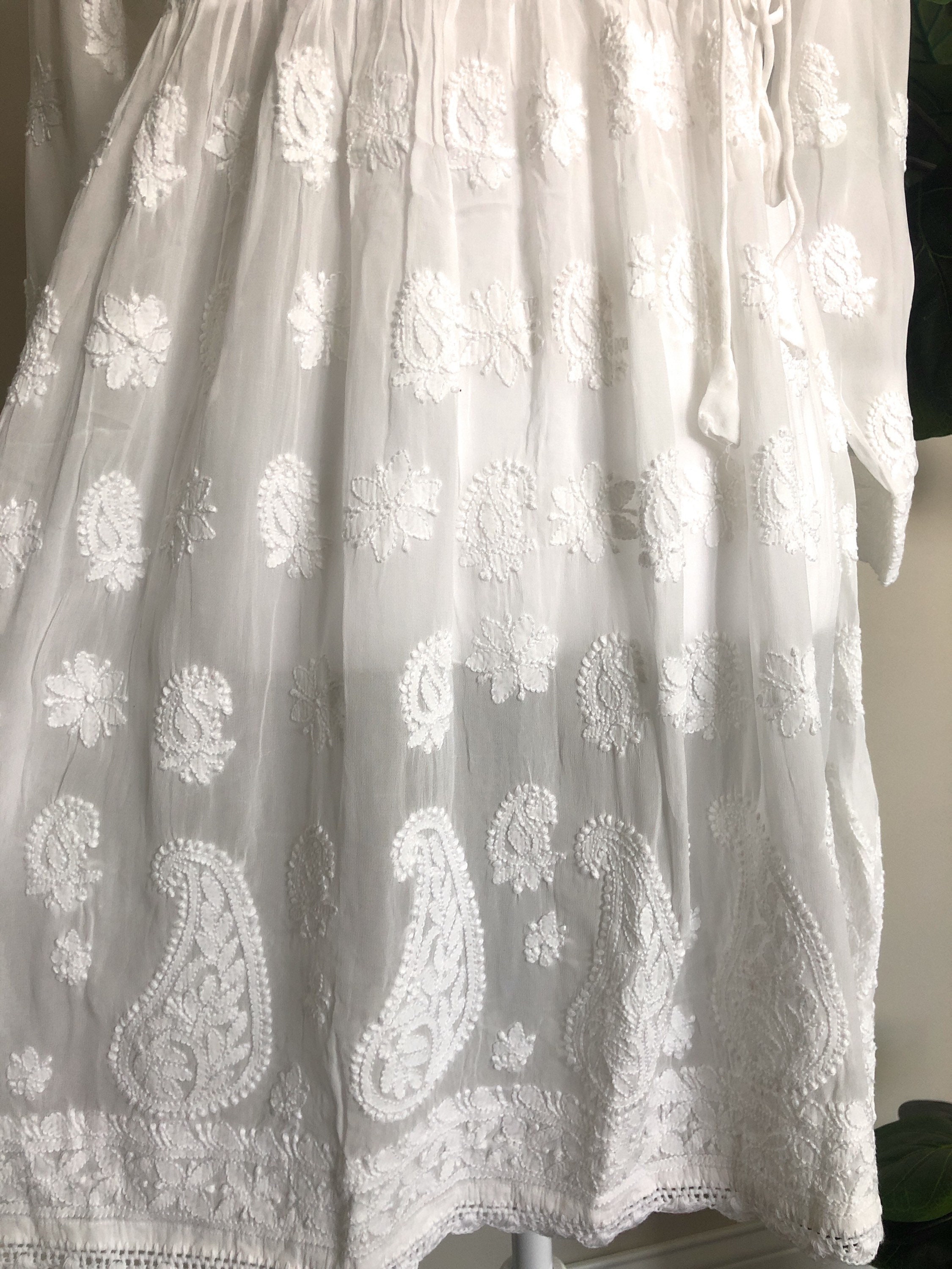 Lucknow Chikankari Angarkha on Fine Georgette /hand | Etsy