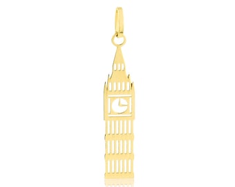 Sterling Silver Womens 1mm Box Chain 3D Big Ben Clock Tower Or Elizbeth Tower Pendant Necklace Sterling Silver Womens 1mm Box Chain 3D Big Ben Clock Tower Or Elizbeth Tower Pendant Necklace