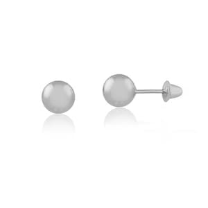 18k White Gold Ball Stud Earrings: 5mm Children&#39;s Earrings