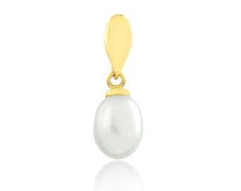 Pearl 18k Solid Yellow Gold Pendant | Freshwater Cultured 5.5 mm Pearl Pendant For Necklace For Women and Girls