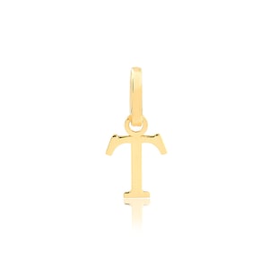Colgante con la letra T de oro amarillo macizo de 18 k para collar, ideal para niñas, adolescentes, mujeres y hombres.
