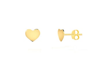 Gold Heart 18K Solid Yellow Push Backs Butterfly Earrings for Babies, Infants and Toddlers