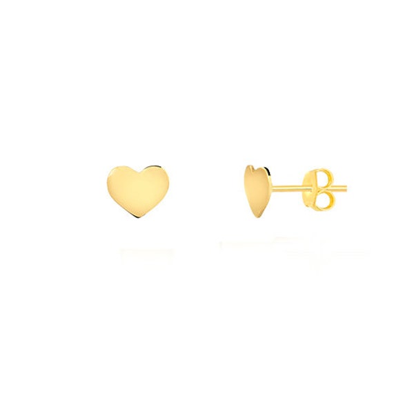Gold Heart 18K Solid Yellow Push Backs Butterfly Earrings for Babies, Infants and Toddlers