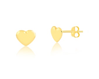 Heart 18k Solid Yellow Gold Earrings | 5 mm Heart, Butterfly Backs, Stud Earrings for Girls, Toddlers and Children